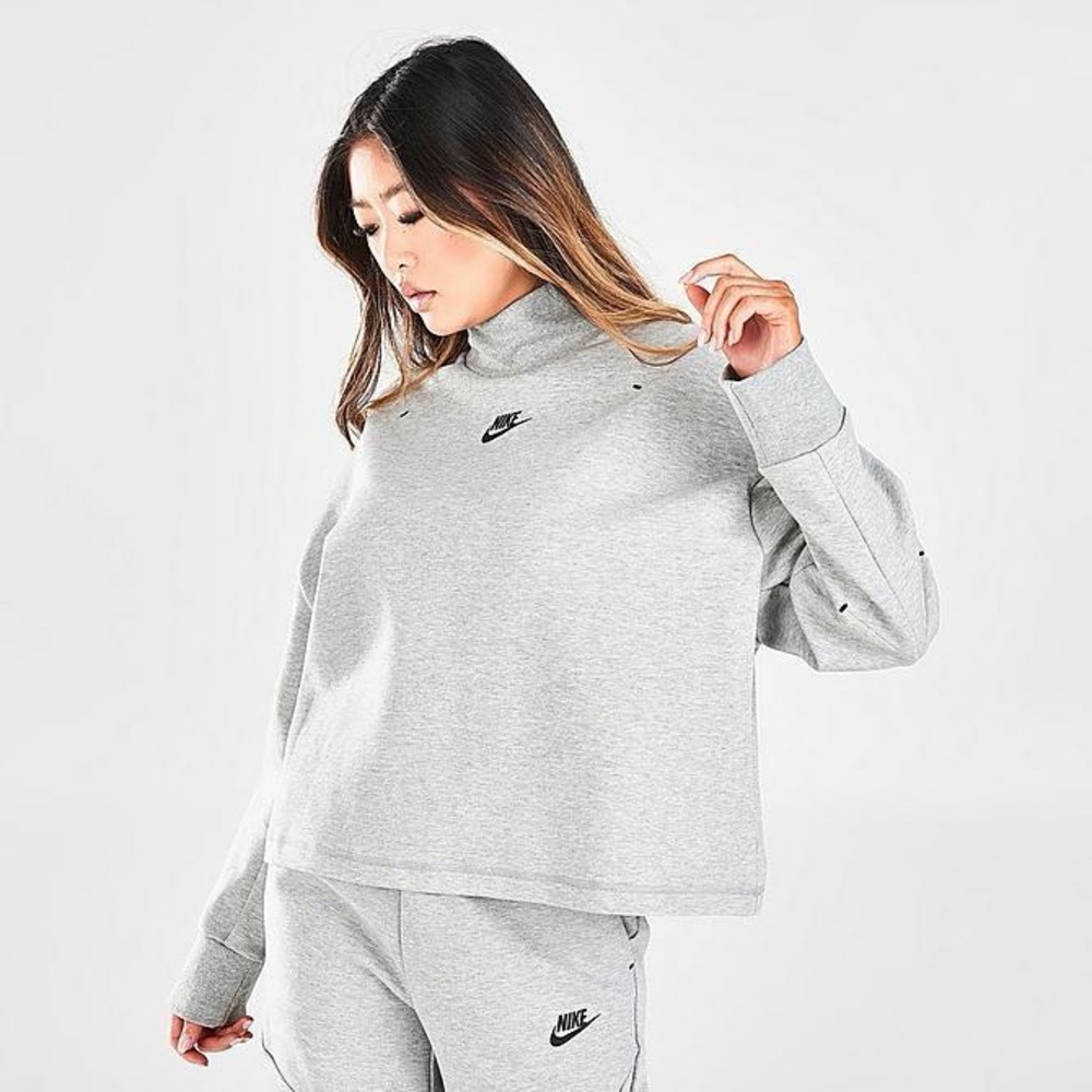 Nike Light Gray Mock Neck Pullover with Black Logo